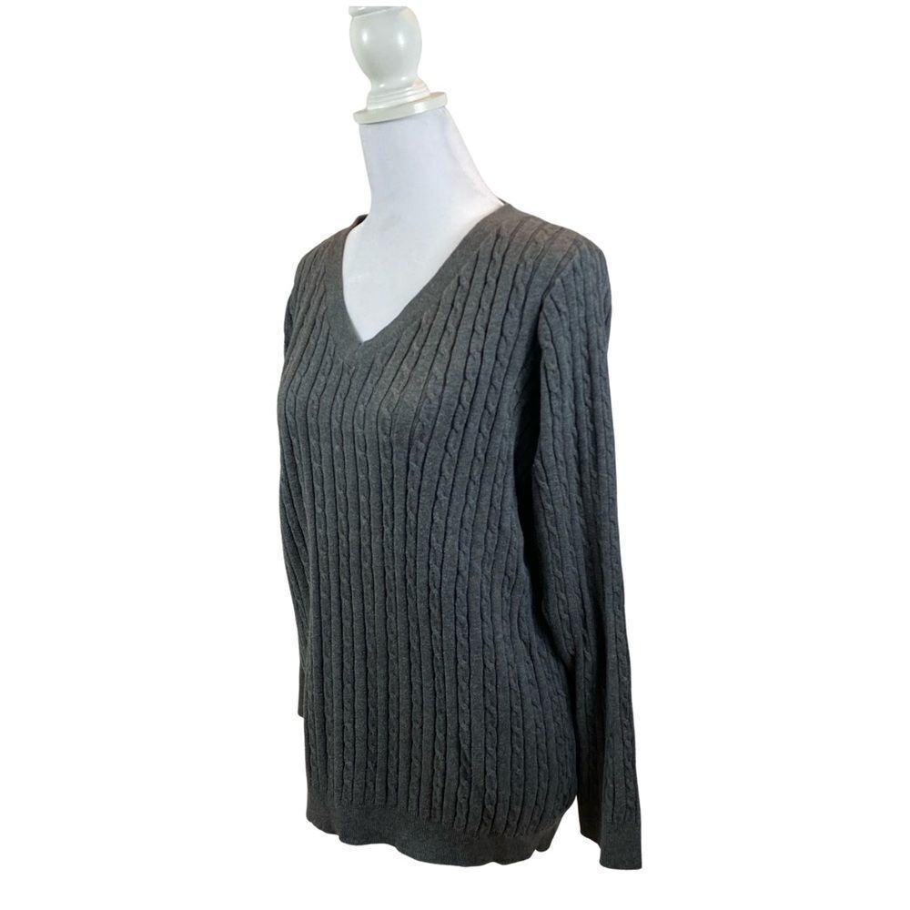 Women’s Talbots Grey V Neck Cable Knit‎ Sweater Talbots Size X